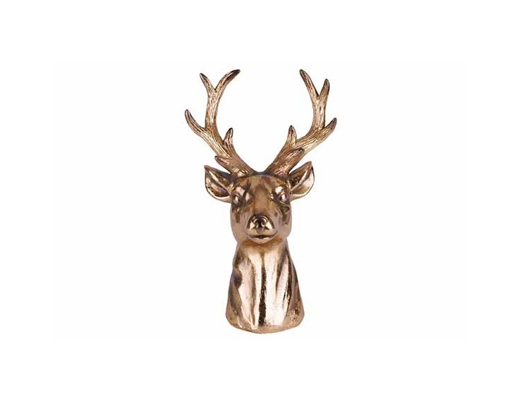 Tête de cerf doré H23cm