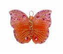 Voir la slide Boule de Noël papillon rose et orange en verre soufflé, strass et paillettes roses. Hauteur de 6cm, made in Europe.