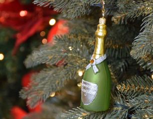 Boule de Noël bouteille champagne H13cm