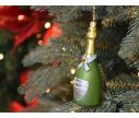 Voir la slide Boule de Noël verre soufflé bouteille champagne verte dorée collerette nœud doré inscription Champagne Lilosquare H13cm