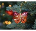 Voir la slide Suspension de Noël papillon orange et rouge, perles rouges. Verre soufflé et décoré à la main.