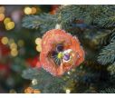 See slide Suspension de Noël originale en verre soufflé, fleur pensée orange. Diamètre : 7cm