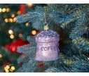 Voir la slide Suspension de Noël originale sac de café en verre soufflé, décoré à la main. Décoration pour sapin de Noël. Hauteur : 8cm