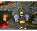 See slide Boule de Noël abeille brune en verre soufflé, décorée à la main. Made in Europe. Hauteur : 5cm