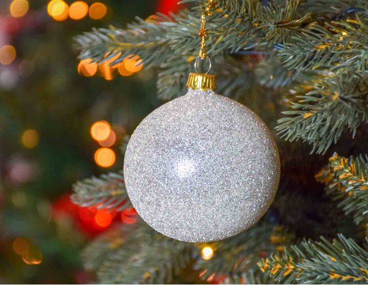 Boule de Noël champagne pailleté D8cm