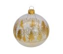 Voir la slide Boule de Noël transparente en verre avec décors sapins dorés tout autour de la boule. 

Diamètre : 8cm