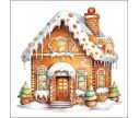 Voir la slide Serviette papier Noël aquarelle maison pain d'épices enneigée sapins glaçons sucre glace caramel 33x33cm