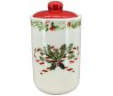 Voir la slide Pot céramique blanc couvercle rouge décor sucres d'orge houx sapin H16cm