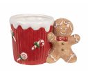 Voir la slide Mug céramique rouge Noël anse bonhomme pain d'épices bonbons relief 350ml