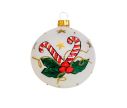 Voir la slide Boule de Noël blanche effet translucide, décor sucres d'orge et houx entièrement peint à la main.

Diamètre : 8cm