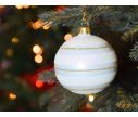 Voir la slide Boule de Noël verre blanc brillant lignes dorées paillettes blanches capsule dorée D8cm