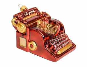 Machine à écrire bordeaux verre soufflé H10cm