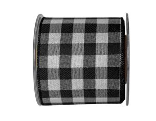 Large ruban damier noir et blanc. Fil de fer intégré, Largeur 10cm - Longueur 4,5mètres.