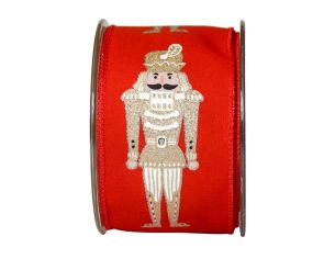 Large ruban de Noël rouge décor casse-noisette doré.

Fil de fer intégré dans le bord pour le manier facilement.