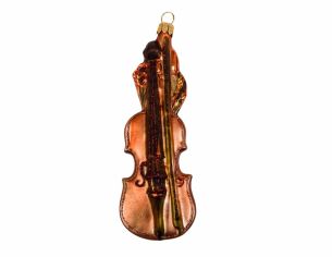 Boule de Noël violon brun verre H14cm
