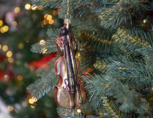 Boule de Noël violon brun verre H14cm