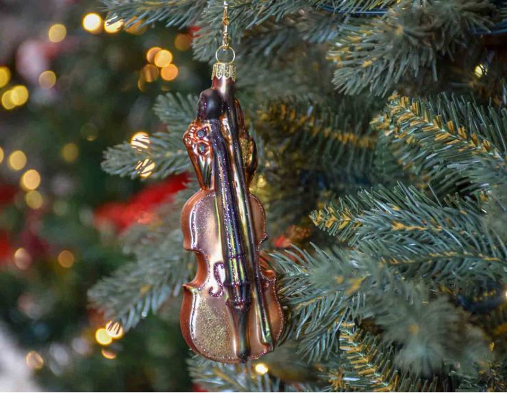 Boule de Noël violon brun verre H14cm