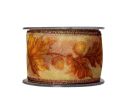 Voir la slide Ruban décoratif automne motifs feuilles et glands fil de fer intégré orange doré brun largeur 7cm longueur 9m