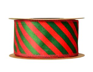 Large ruban de Noël rouge et vert rayé en velours.

Fil de fer intégré dans le bord pour utilisation facile.