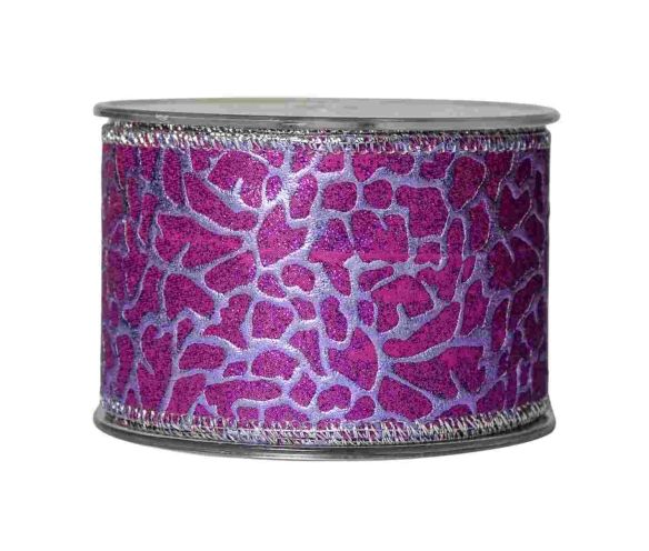 Large ruban mauve décoratif. 
Fil de fer intégré sur les côtés pour utilisation facile.