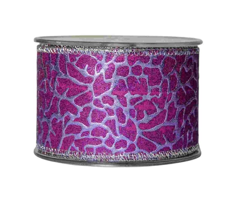 Large ruban mauve décoratif. 
Fil de fer intégré sur les côtés pour utilisation facile.