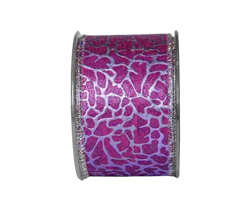 Large ruban mauve décoratif. 
Fil de fer intégré sur les côtés pour utilisation facile.