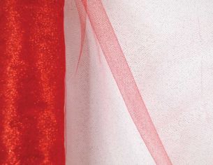 Rouleau tulle rouge brillant pailleté léger transparent décoration Noël 29cm x 9m