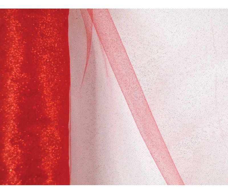 Rouleau tulle rouge brillant pailleté léger transparent décoration Noël 29cm x 9m