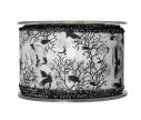 Voir la slide Ruban blanc Halloween motifs corbeaux noirs arbres lune fil de fer intégré largeur 7cm longueur 9m