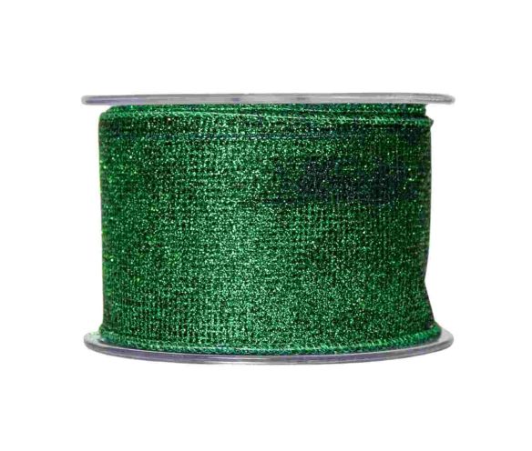 Ruban de Noël vert pailleté.

Fil de fer intégré dans le bord pour utilisation facile.