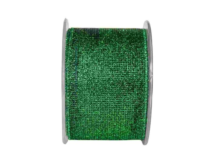 Ruban de Noël vert pailleté.

Fil de fer intégré dans le bord pour utilisation facile.