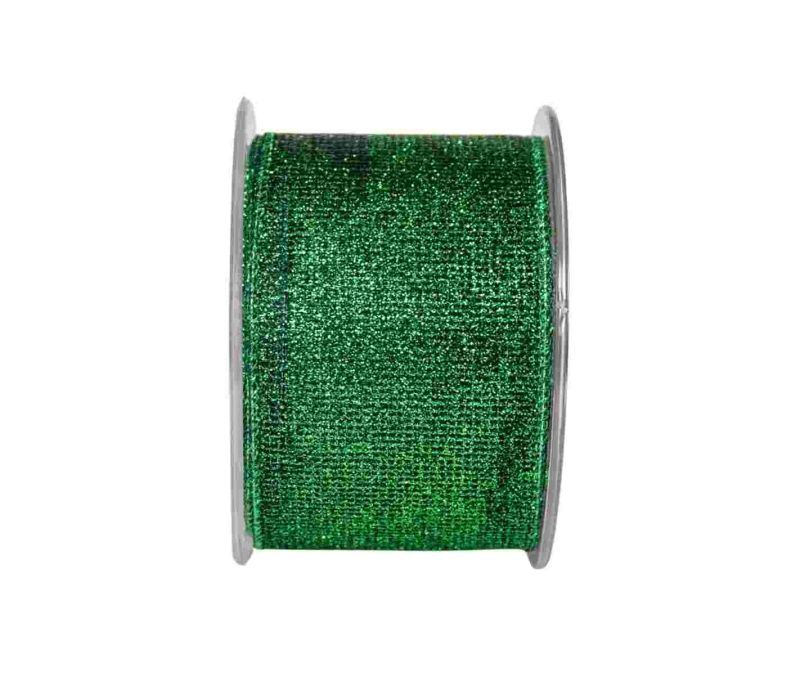 Ruban de Noël vert pailleté.

Fil de fer intégré dans le bord pour utilisation facile.