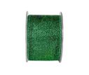 Voir la slide Ruban Noël vert sapin pailleté scintillant tissu métallisé fil de fer bordures vertes largeur 7cm rouleau 9 mètres