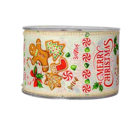 Large ruban de Noël blanc camion et biscuits en pain d'épices.