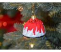 See slide Boule de Noël originale cake rouge en verre soufflé, avec perles rouges. 

Hauteur :6cm