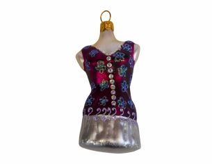 Boule de Noël originale en verre soufflé bustier mauve
Hauteur 9cm