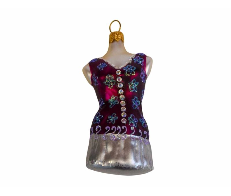 Boule de Noël originale en verre soufflé bustier mauve

Hauteur 9cm