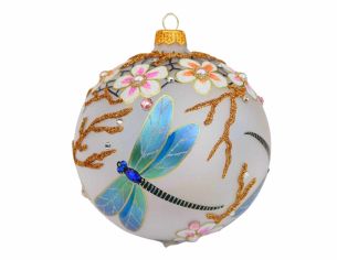 Boule de Noël luxe libellule cristaux D12cm