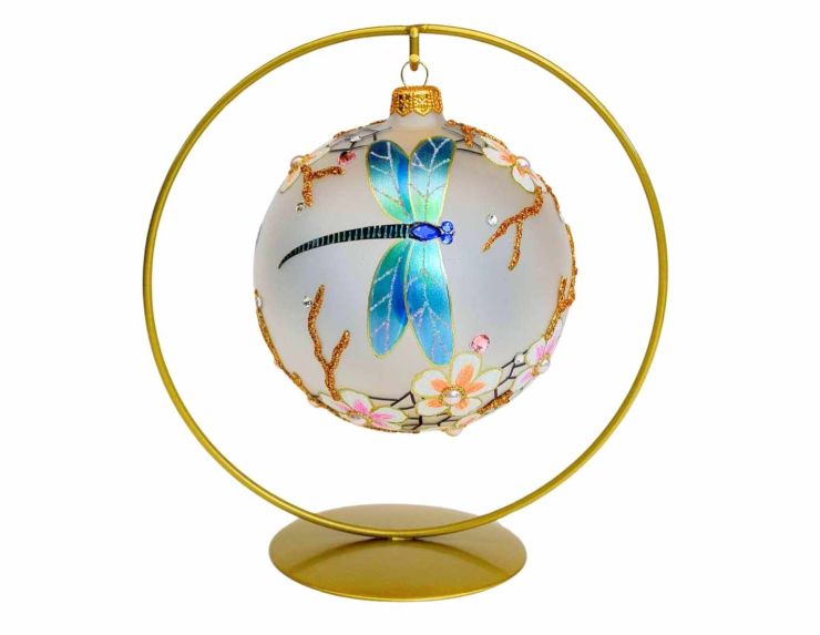 Boule de Noël luxe libellule cristaux D12cm