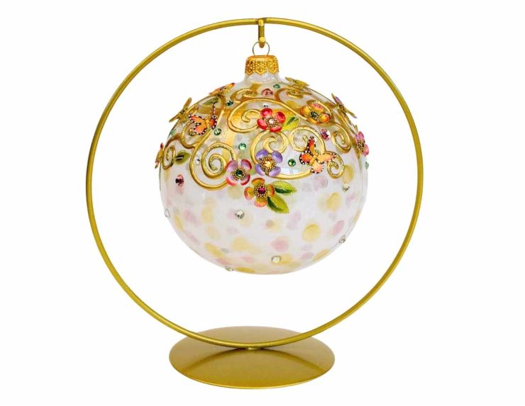 Boule de Noël luxe cristaux papillons D12cm