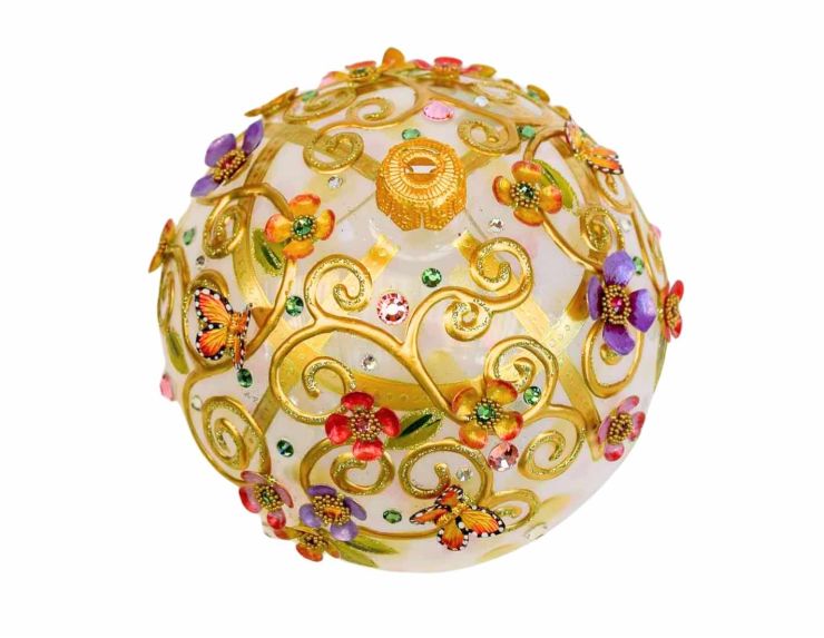 Boule de Noël luxe cristaux papillons D12cm