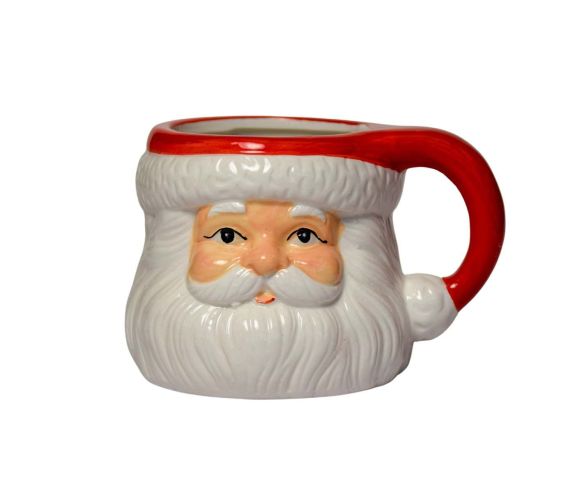 Tasse céramique Noël en forme de visage Père Noël rouge et blanc 330ml
