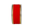 Voir la slide Ruban Noël velours rouge vif bordures dorées métalliques fil de fer largeur 4,5cm rouleau 9 mètres