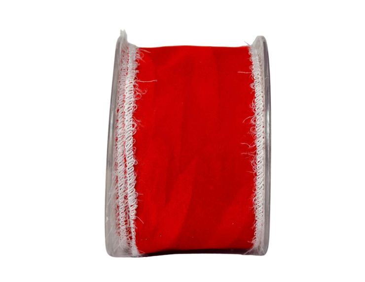 Ruban velours rouge bords blancs 4,5M