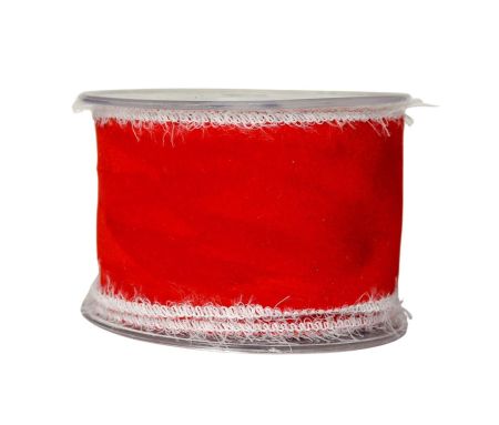 Ruban velours rouge bords blancs 4,5M