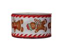 Voir la slide Ruban de Noël large blanc motif bonhommes pain d'épices  sucre d'orge fil de fer largeur 6cm