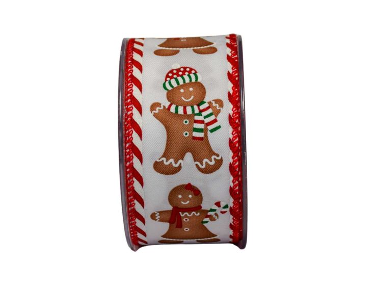 Ruban de Noël blanc pain d'épices 9M
