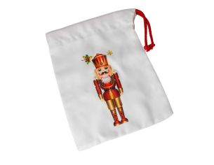 Pochette pour cadeaux blanche avec motif casse-noisette.
Dimension : 22cm x 30cm