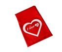 Voir la slide Pochette cadeau tissu rouge inscription "i love u" dans un cœur blanc 20x30cm - Lilosquare