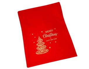 Pochette cadeau velours rouge sapin 40cm